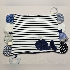 Demdaco Whale Lovey Nautical Stripe Crinkle Teether Activity Baby Blanket 2019